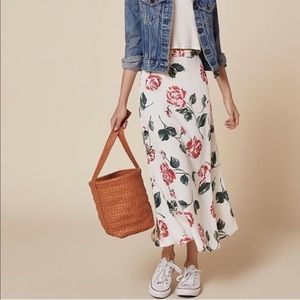 Reformation Bea Midi Skirt in Rose Dazzle